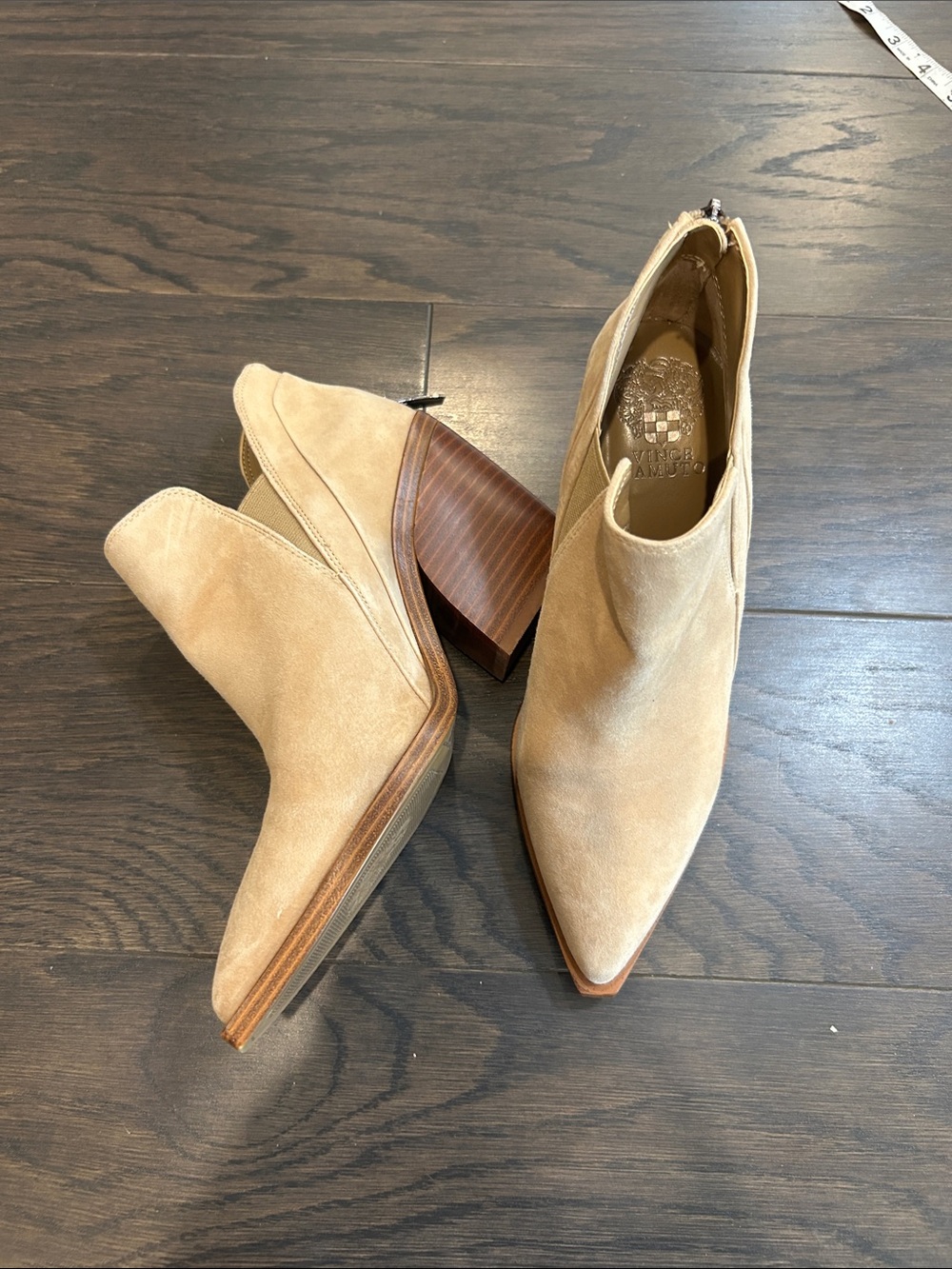 Vince Camuto Tan Suede Pointed Toe Ankle Boots